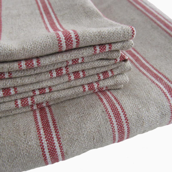 Red Striped Linen Napkins