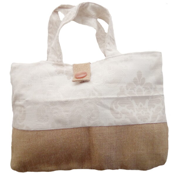 lil' Chirpy Bird's One-of-a-Kind Embossed Cream and Hessian Tote